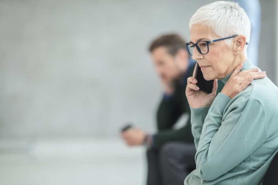 Team member on a phone call at work